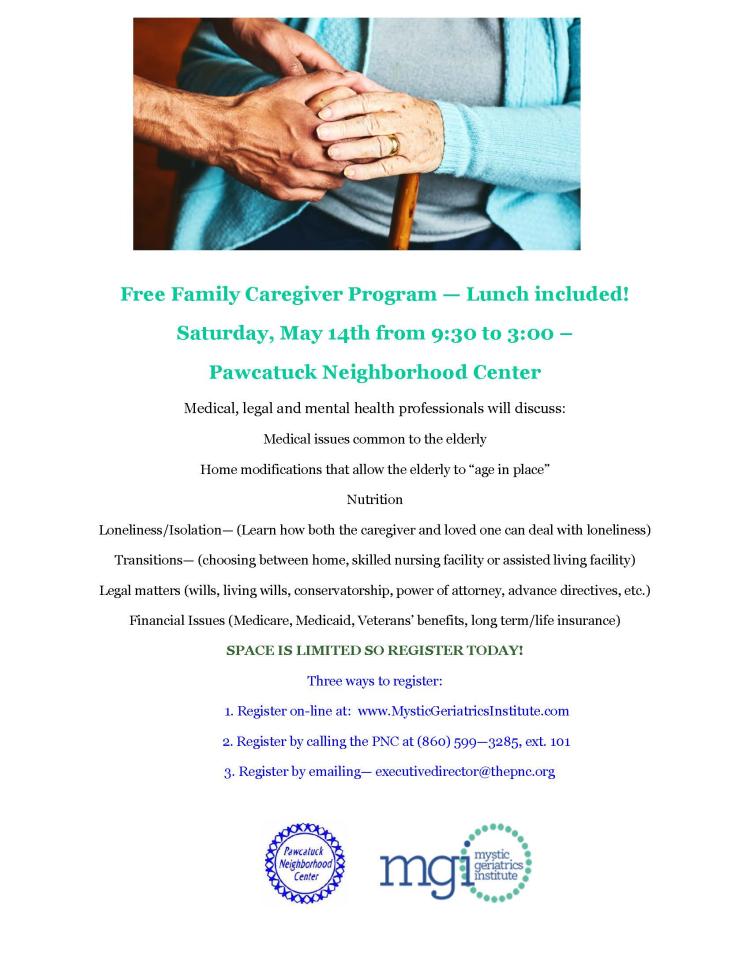 Free Family Caregiver Program May 14th at the PNC