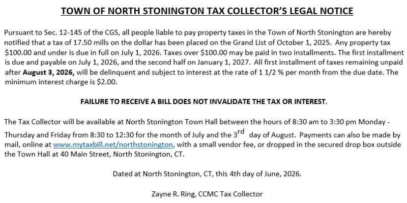 Tax Collector's Legal Notice - July 2026