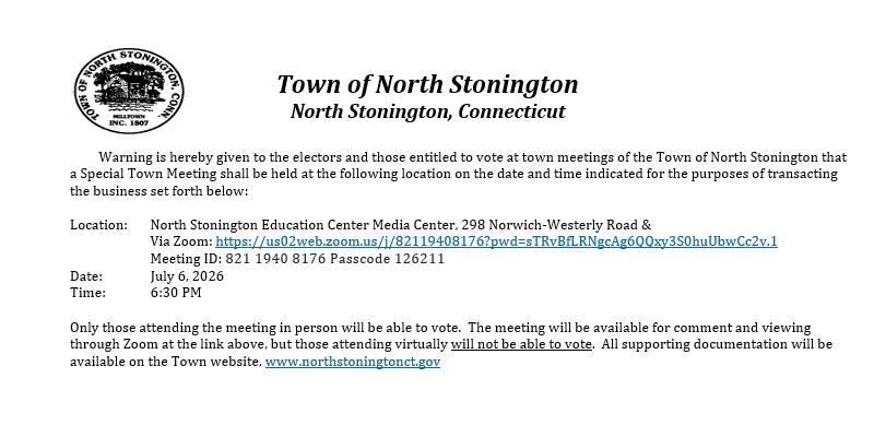 Special Town Meeting 7/06/2026